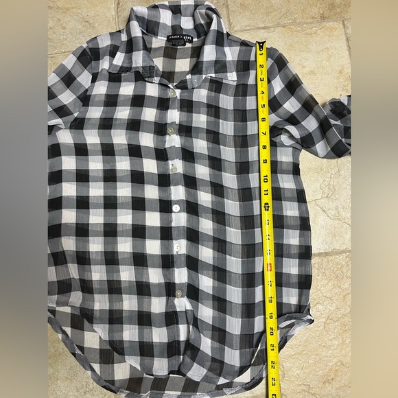 About A Girl Plaid Sheer Button-Up Shirt Small | Fall Grunge Soft Goth Y2K - Picture 10 of 10
